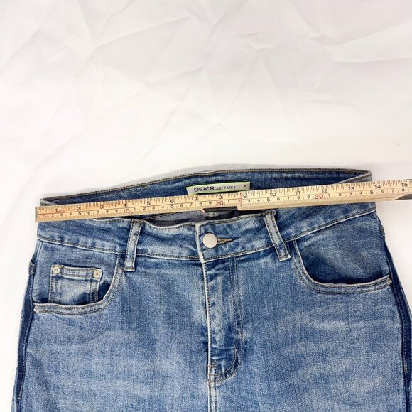 DEA ROZE BLUE DENIM FLARE JEANS DISTRESSED SIZE MEDIUM - Picture 4 of 7